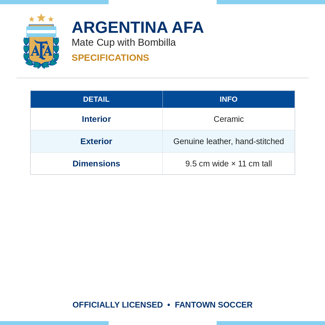Argentina AFA Mate Cup with Bombilla